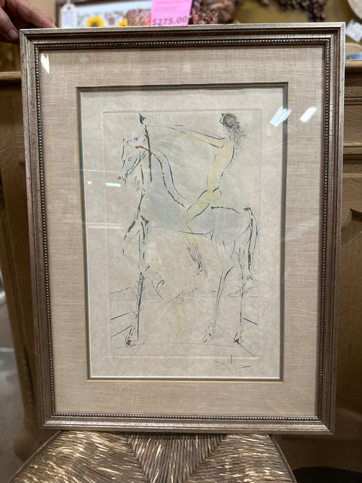 SALVADOR DALI ETCHING CIRCA 1973 HAND EMBELLISHED BY DALI AND SIGNED