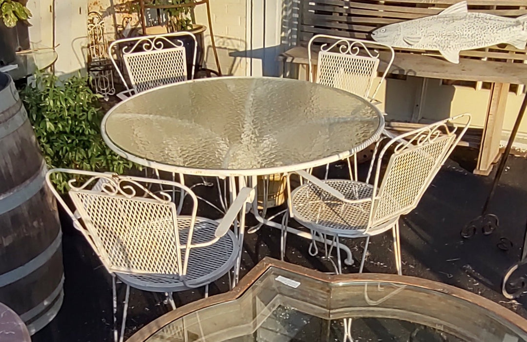 5 PIECE IRON PATIO SET WITH GLASS TOP TABLE