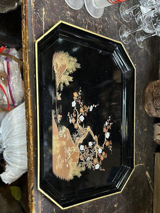 LARGE BLACK LACQUER TRAY