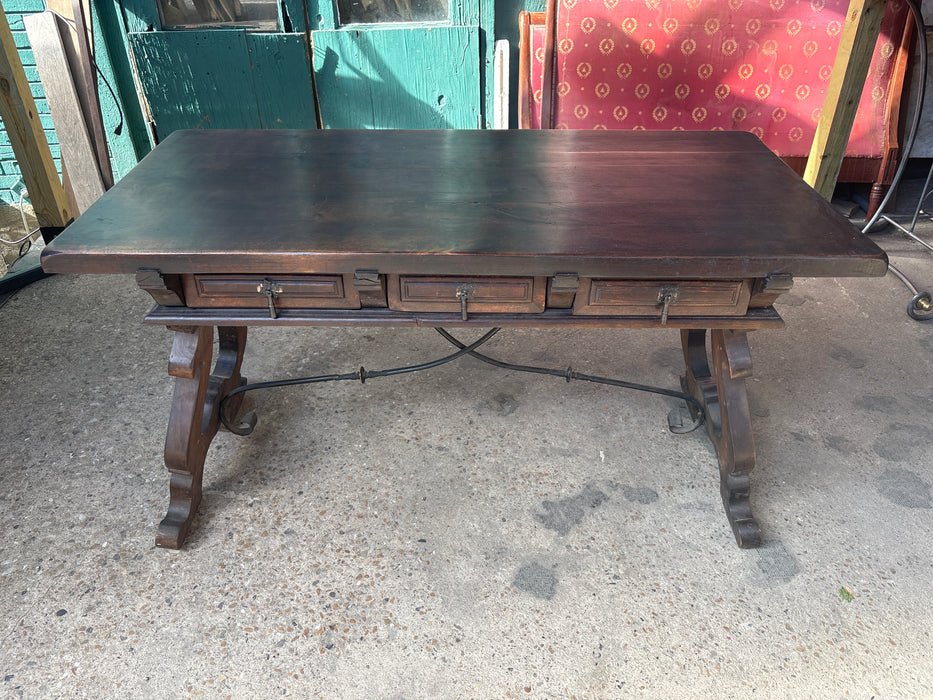 SPANISH BAROQUE DARk WALNUT LIBRARY TABLE