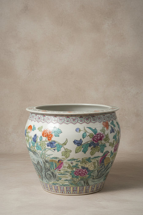 CHINESE FLORAL FISH BOWL PLANTER