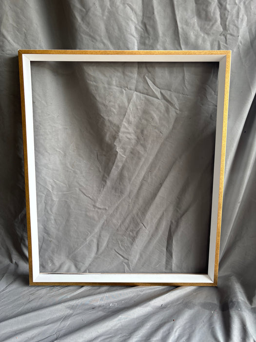 WHITE AND GOLD BEVELED FRAME 20”W 24”L