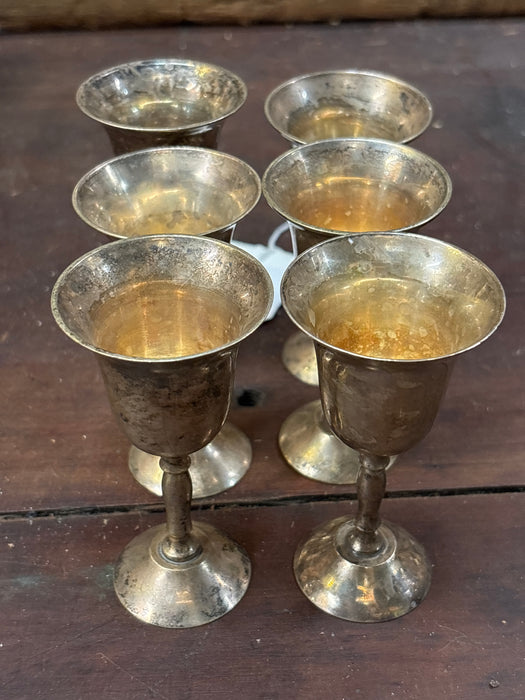 SET OF 6 SILVERPLATE CORDIALS