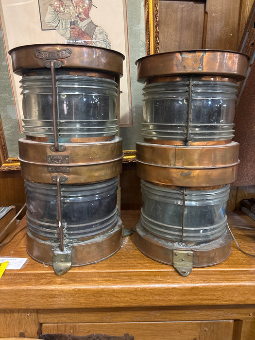 PAIR OF COPPER SHIP LAMPS