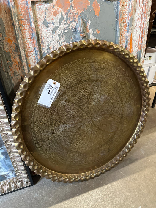 LARGE BRASS INCISED TRAY TOP