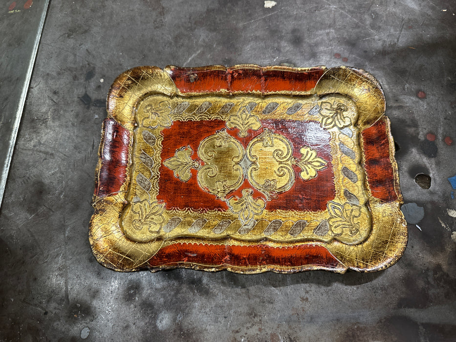 SMALL RED FLORENTINE TRAY