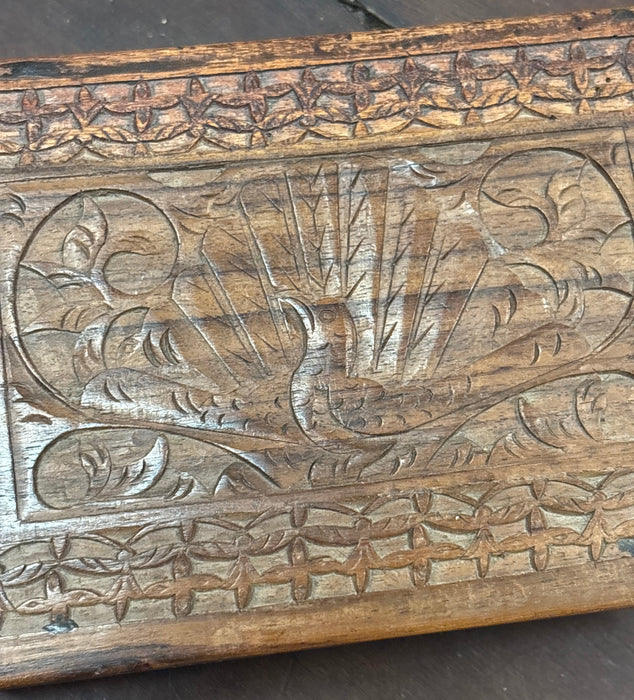 PEACOCK CARVED INDIAN BOX