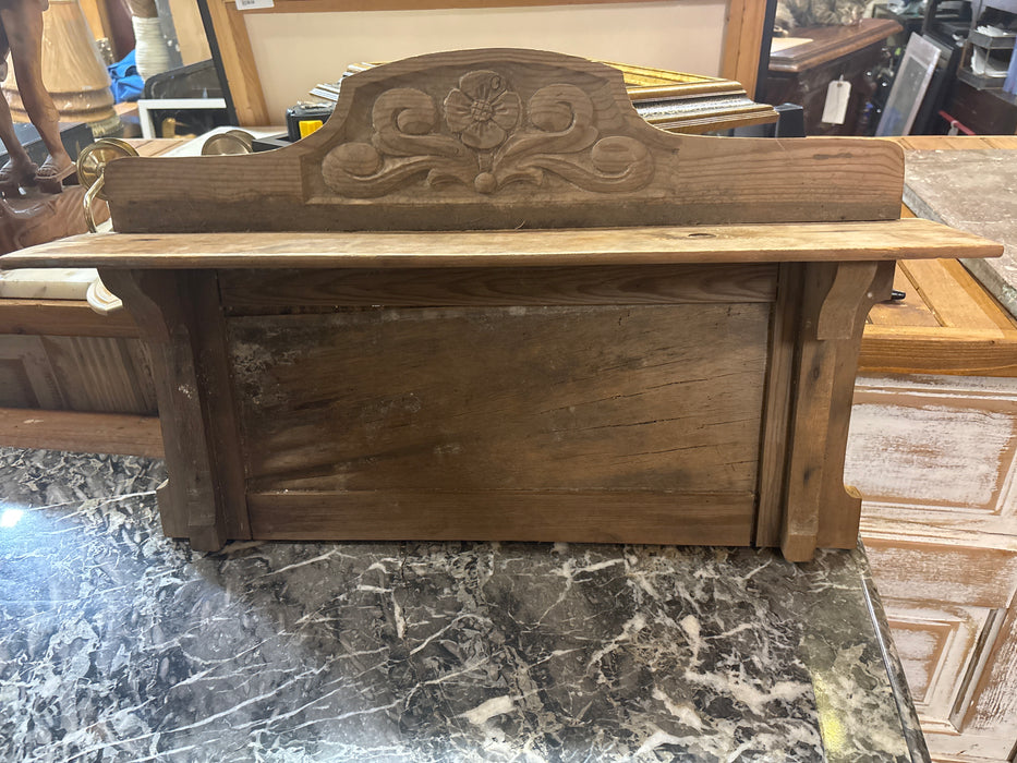 WOOD BACKSPLASH WITH FLORAL PEDIMENT - AS FOUND