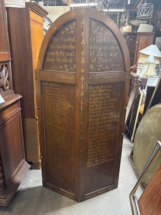 CATHOLIC ARCHED TOP MEMORIAL WALL