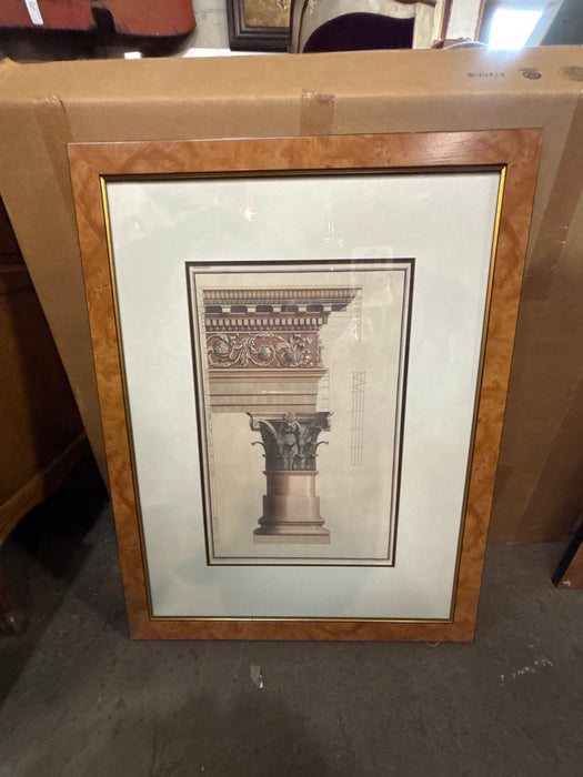 LARGE FRAMED HAND COLORED 18TH CENTURY ARCHITECTURAL ENGRAVING