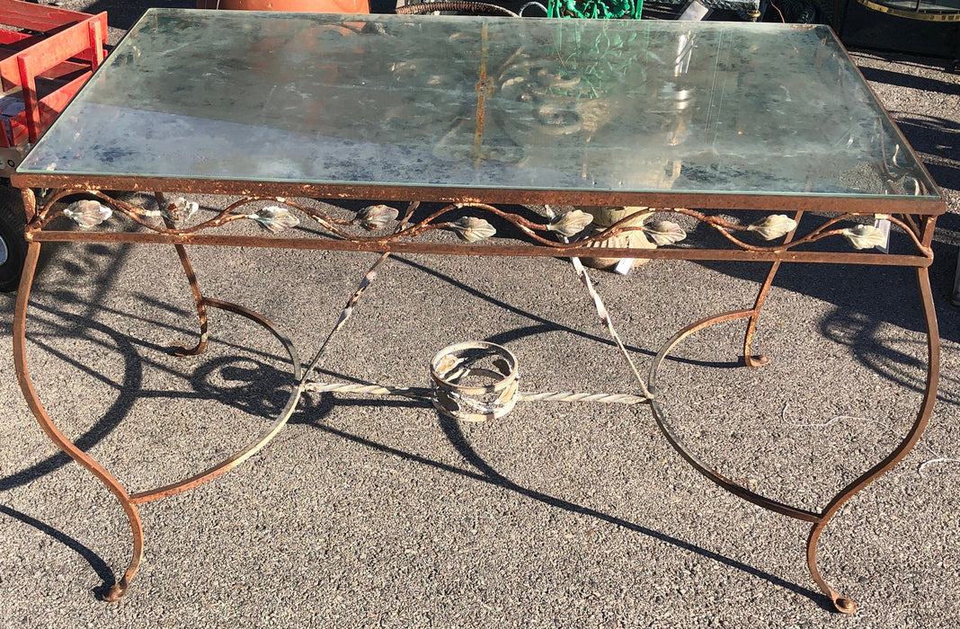 IRON LEAF TABLE WITH GLASS TOP