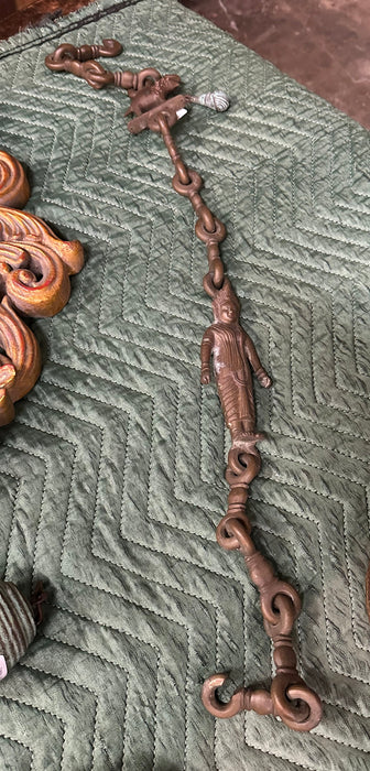 LONG BRONZE CHINA WITH ELEPHANT AND FIGURE