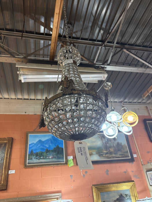 SMALL FRENCH EMPIRE  BEADED CRYSTAL CHANDELIER