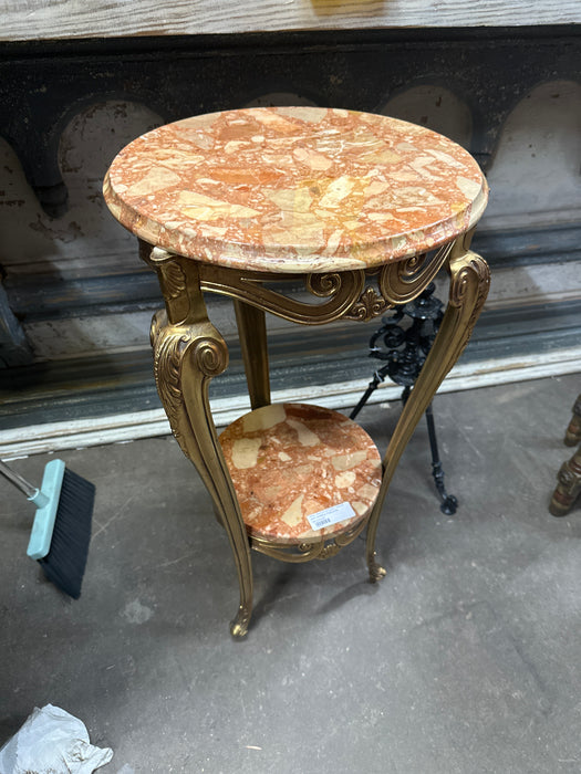 HOLLYWOOD REGENCY BRASS AND MARBLE PEDESTAL