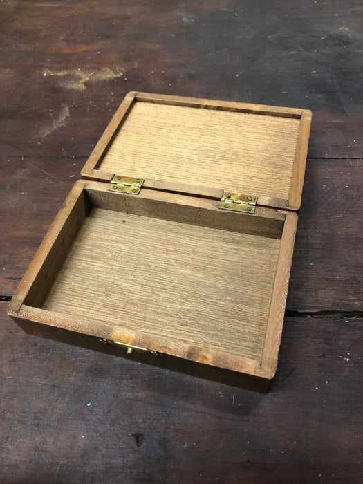 JEWELED WOOD AND BRASS ADORNED BOX