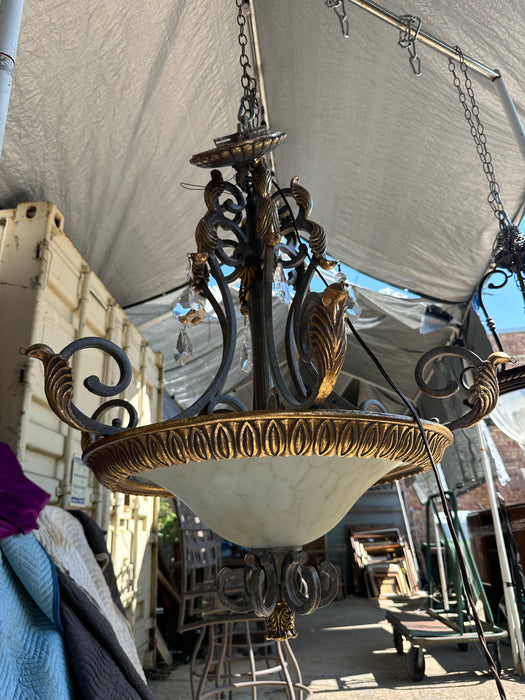METAL CHANDELIER WITH GLASS BOWL