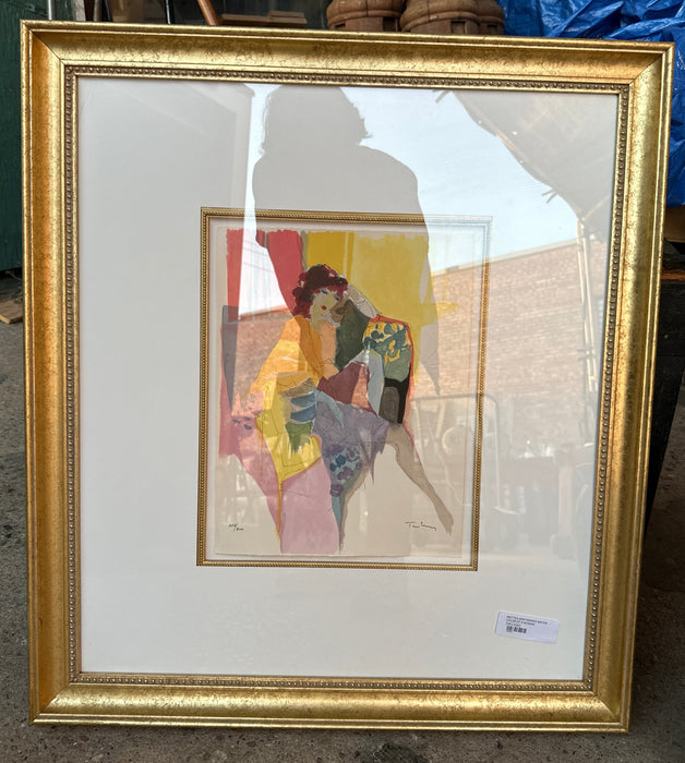 MATTED AND FRAMED WATER COLOR OF A WOMAN