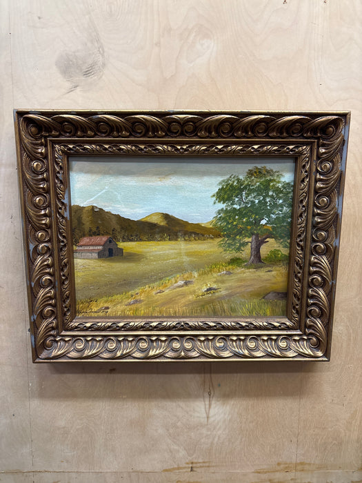 FRAMED LANDSCAPE OIL PAINTING ON CANVAS, SIGNED ANN JONES DATED 1973
