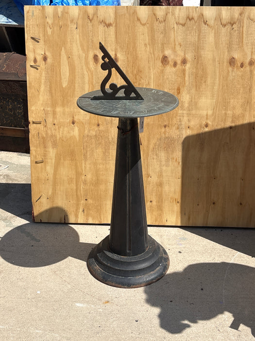 ART DECO IRON AND BRONZE SUN DIAL ON STAND