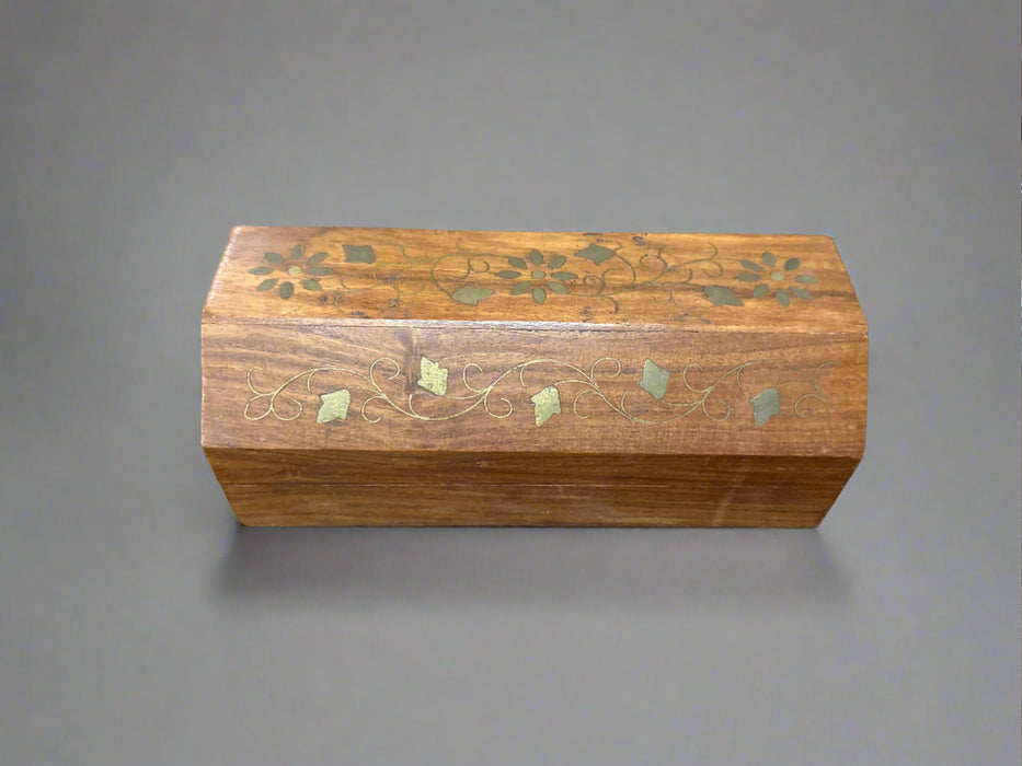 BRASS INLAID ROSEWOOD BOX