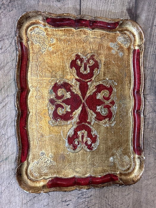 RED AND GOLD FLORENTINE TRAY