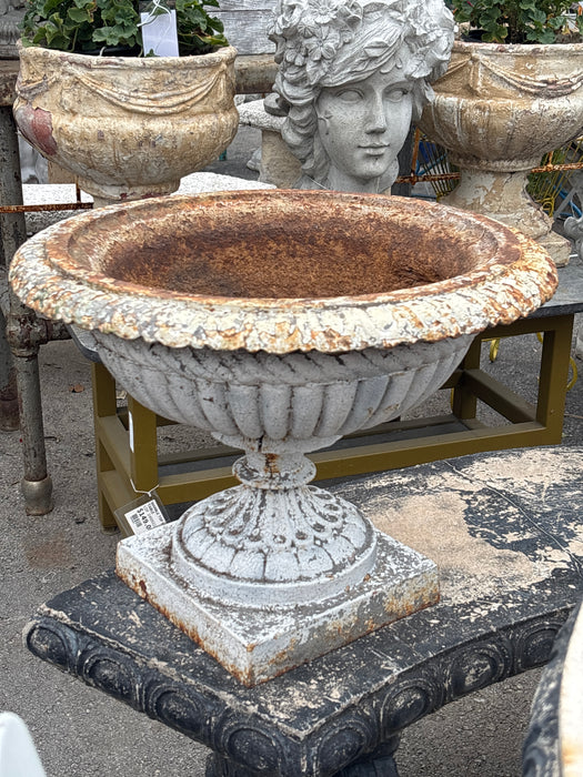 PAIR OF CAST IRON FOOTED PLANTERS