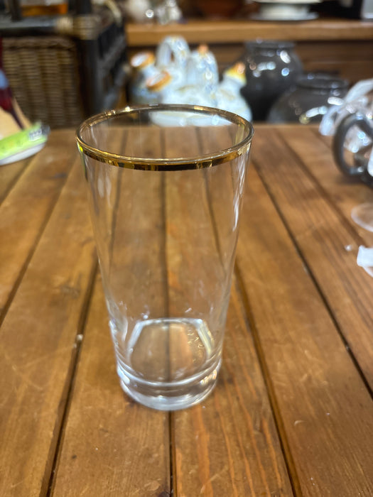 SET OF 4 TALL GOLD RIMMED GLASSES