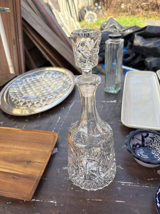 TALL PRESSED GLASS DECANTER