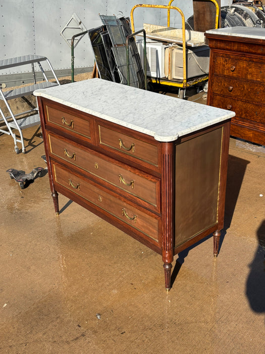 LOUIS XVI MARBLE TOP 3 DRAWER CHEST