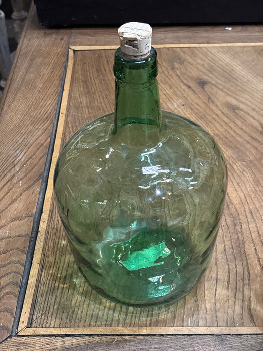 SMALL GREEN GLASS WINE BOTTLE