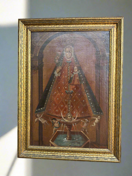 OIL ON CANVAS 18TH CENTURY SPANISH MADONNAS WITH CHILD