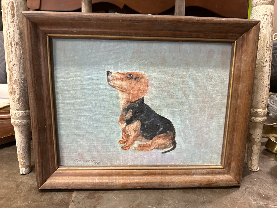 SMALL OIL PAINTING OF A DOG
