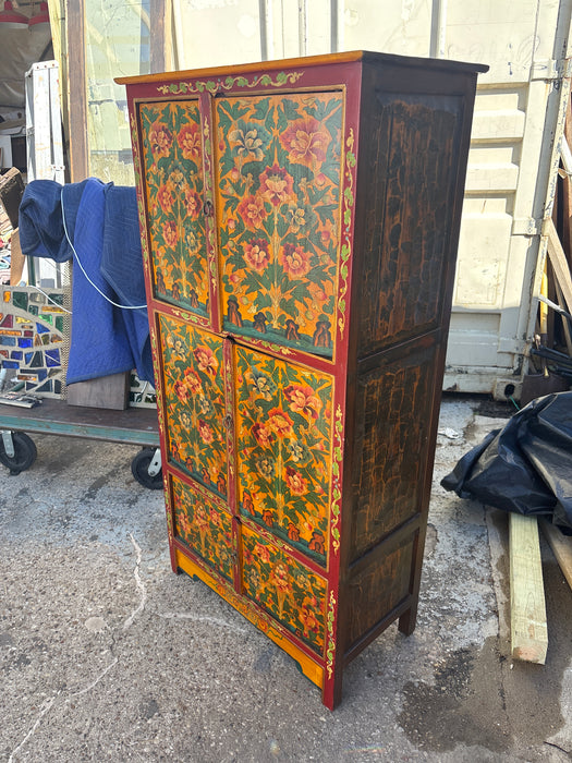 TIBETAN 6 DOOR PAINTED CABINET