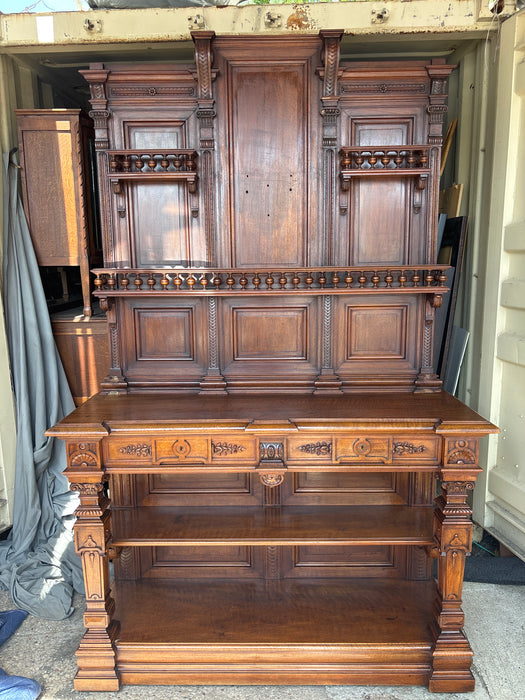 CARVED HIGH BACK FRENCH WALNUT SERVER