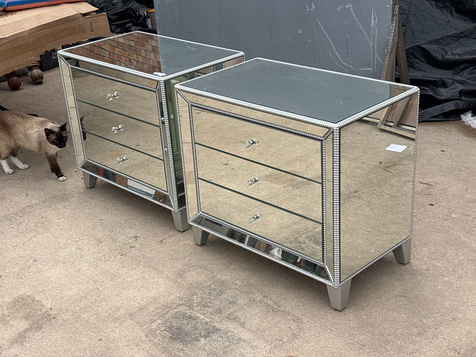 PAIR OF MIRRORED NIGHT STANDS