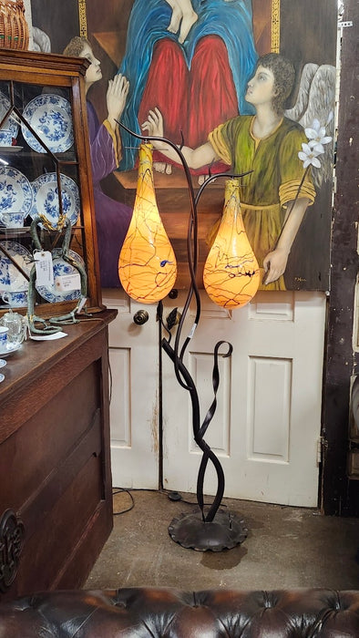 ART GLASS FLOOR LAMP WITH YELLOW GLASS