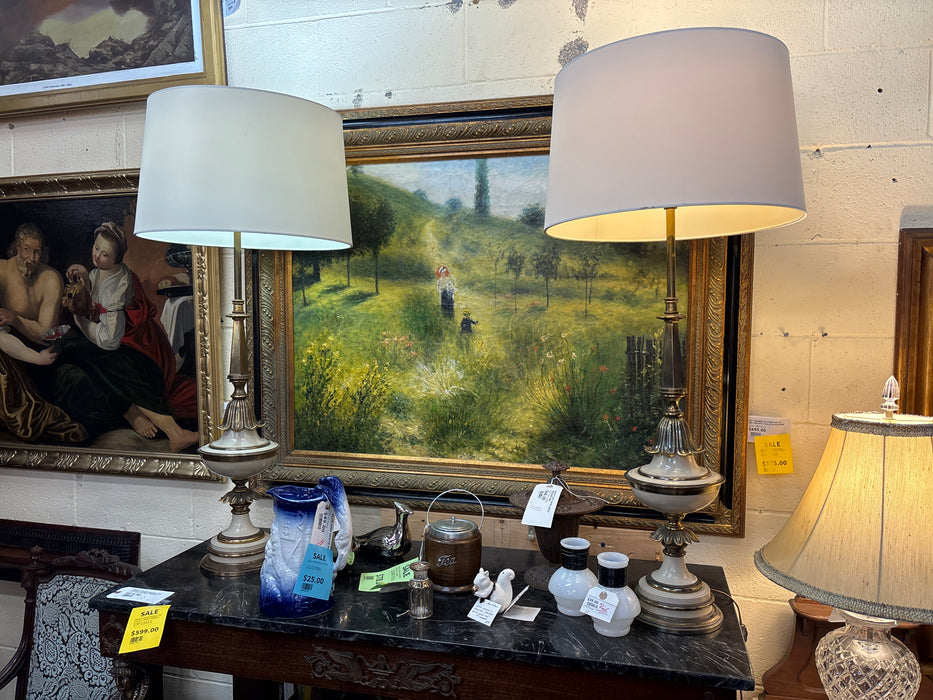 PAIR OF TALL STIFFEL BRASS LAMPS