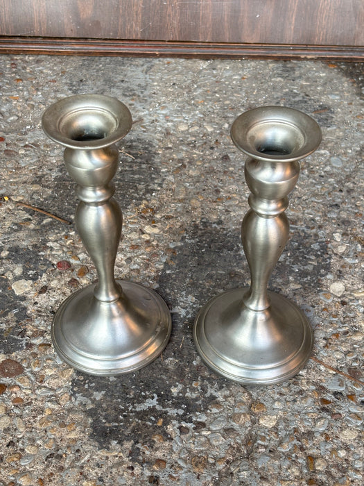 PAIR OF PEWTER CANDLESTICKS