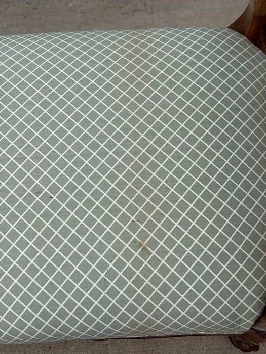 LXV GREEN UPHOLSTERED END OF BED BENCH - NOT OLD - AS FOUND