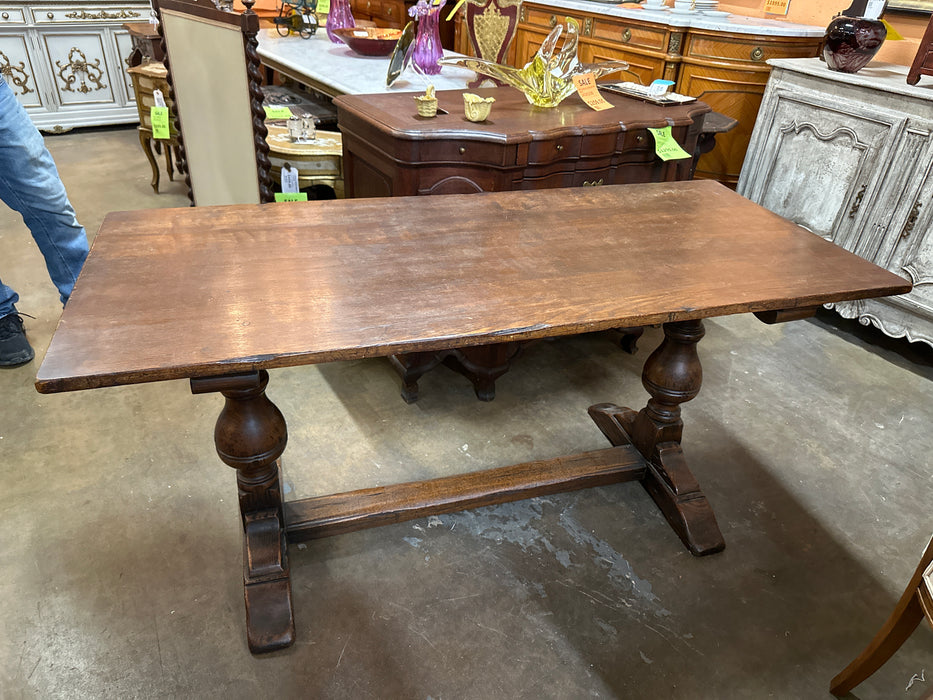 ENGLISH OAK SMALL DOUBLE PEDESTAL TABLE