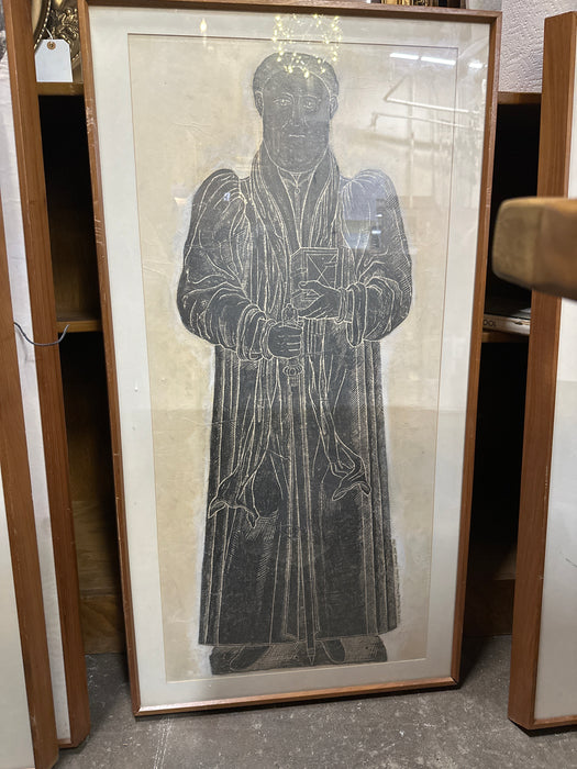 FRAMED ENGLISH TEMPLE RUBBING OF CLERGY MAN