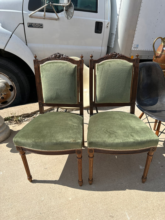 PAIR OF LOUIS XVI MAHOGANY SALON CHAIRS
