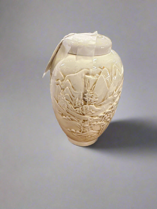 WHITE CERAMIC JAR SIGNED TUCK 75