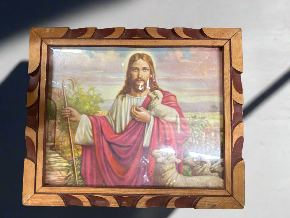 GOOD SHEPHERD PRINT IN CARVED FRAME