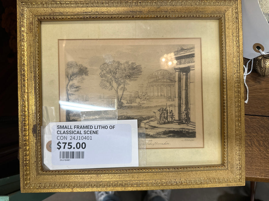 SMALL FRAMED LITHO OF CLASSICAL SCENE