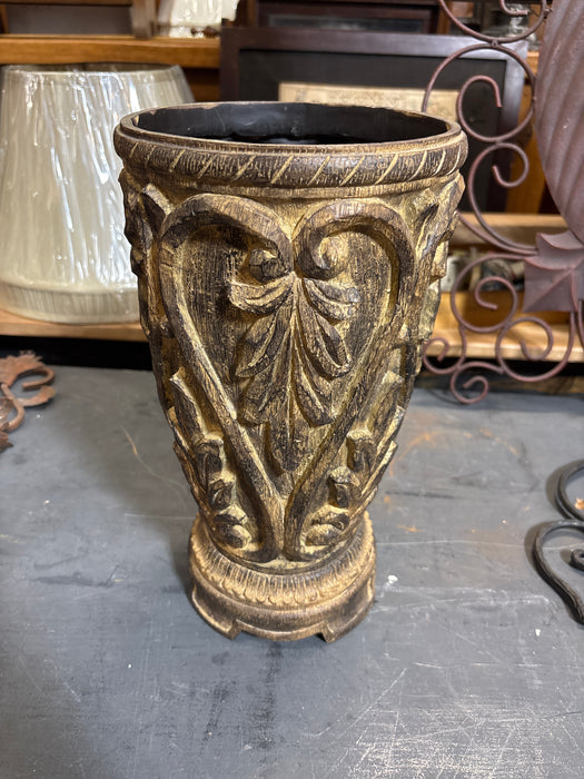 TALL RESIN FOLIATE RELIEF VASE