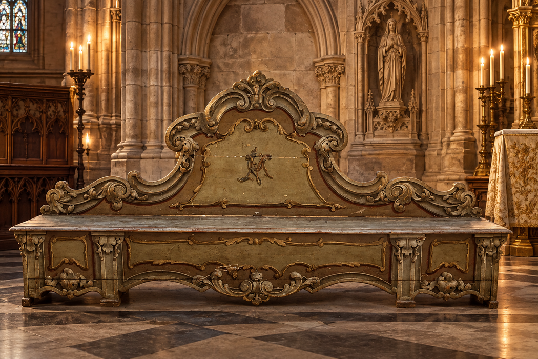 LONG RELIGIOUS HIGHBACK BENCH