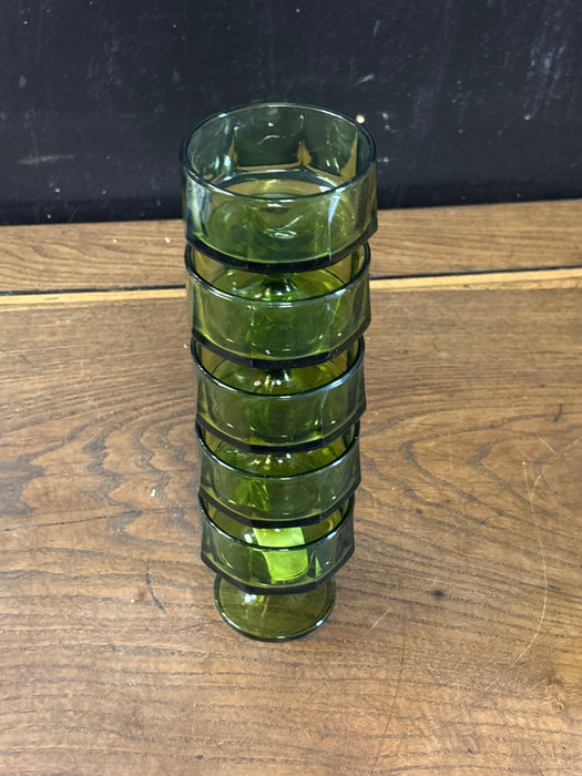 SET OF 5 VINTAGE GREEN STEMMED COUPES