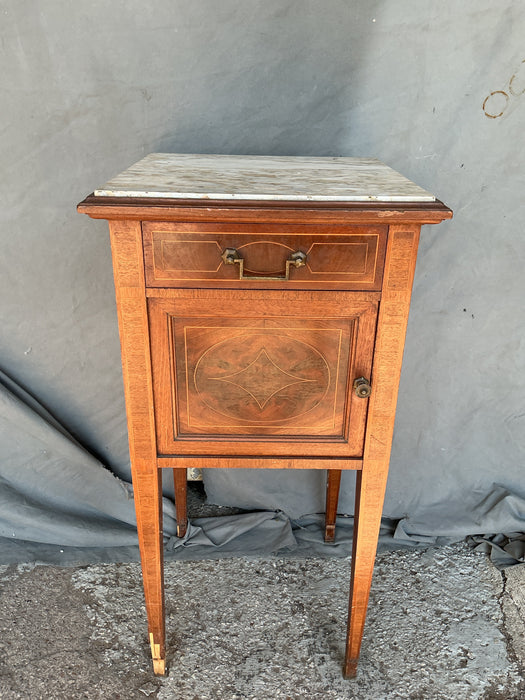 MARBLE TOP MAHOGANY NIGHT STAND - AS FOUND