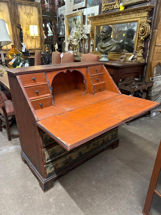 PAINTED PINE DROPFRONT DESK ON CHEST